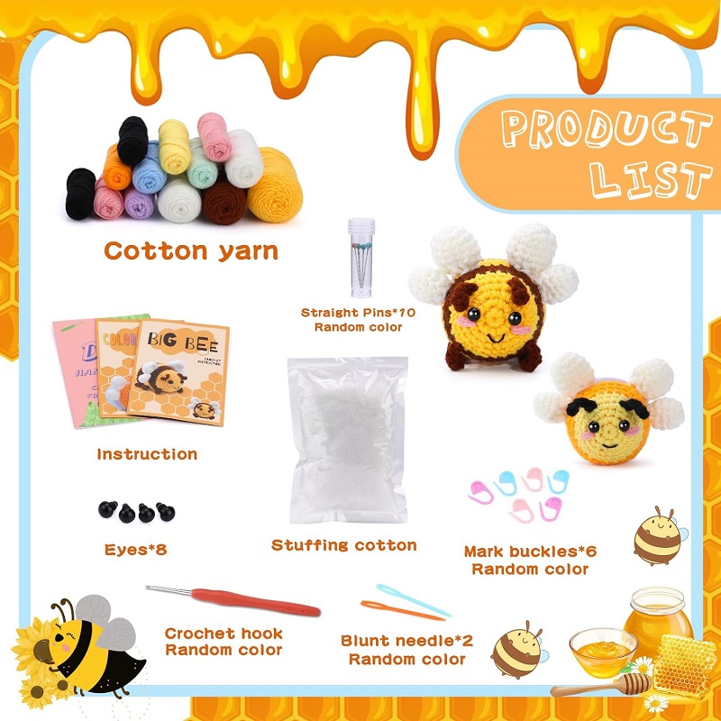 Crochet Beginner's Tool Kit Crochet Animal Tool Kit with Tutorials Little Bee Complete Starter Kit Handicraft Supplies