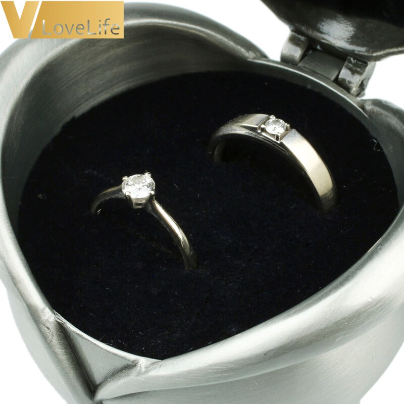 1x rose ring box mr & mrs bryllup engagement øreringe form sølv / kobber / guld armbånd skønhed smykker æske holder romantisk