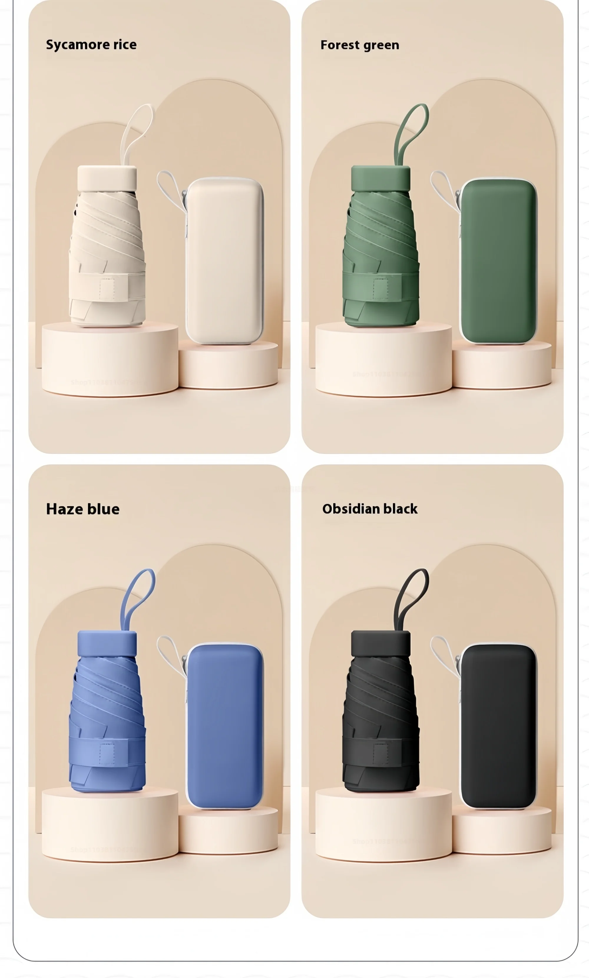 Paraguas de cápsula portátil Mini sombrilla protector solar paraguas de lluvia mango de aleación de caucho negro plegable sol lluvia doble uso cápsula Umb