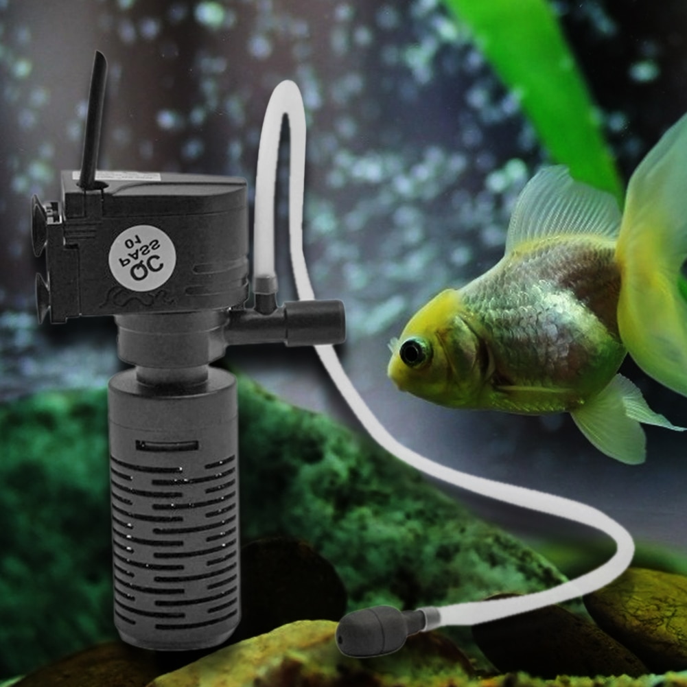 Mini Filtro de tanque de peces multifuncional 220V 3W 3 en 1, purificador de agua sumergible de oxígeno para acuario, filtro de tanque acuario
