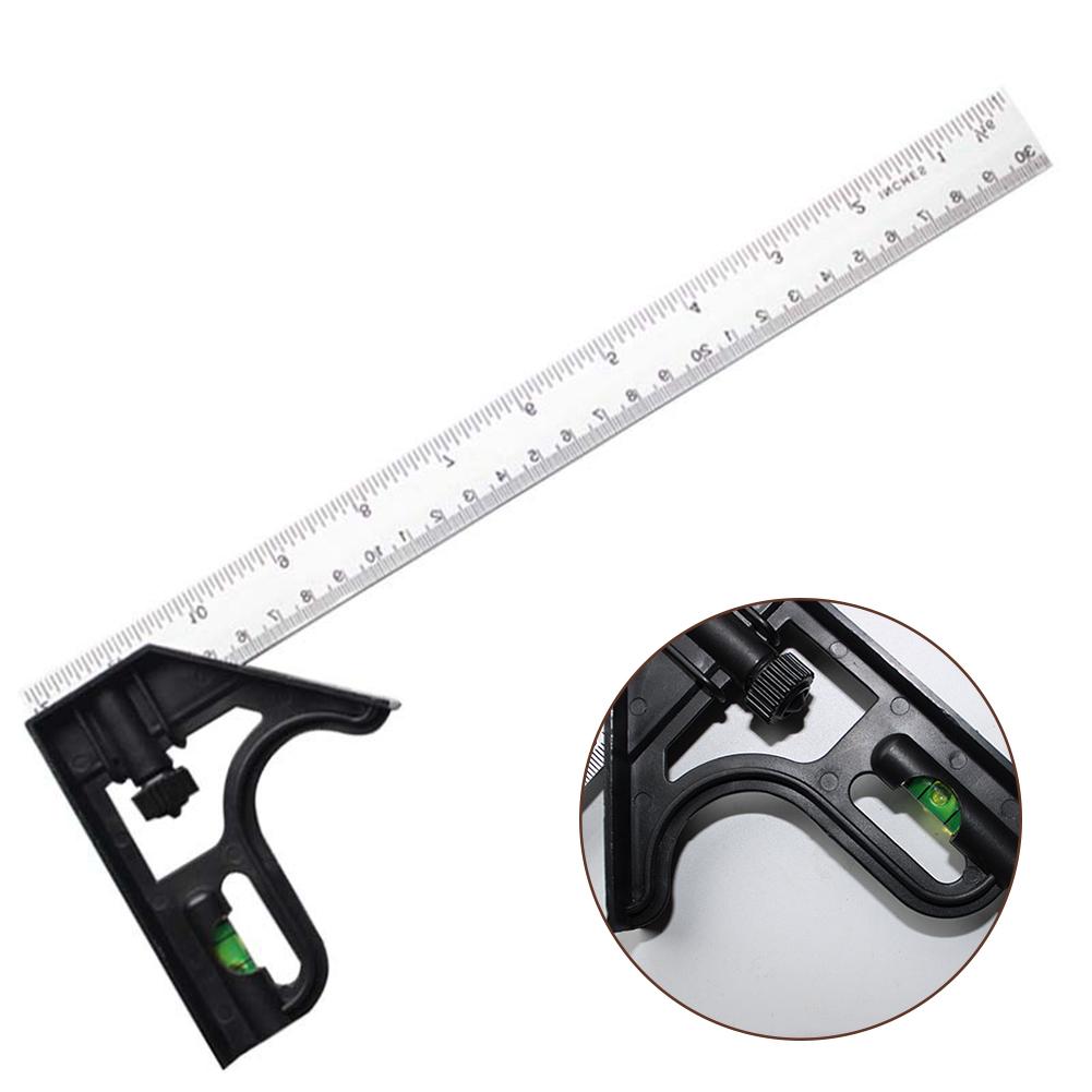 Regla de ángulo multifuncional, combinación de herramientas de carpintería cuadradas de acero inoxidable, regla de Metal cuadrada de carpintero #40
