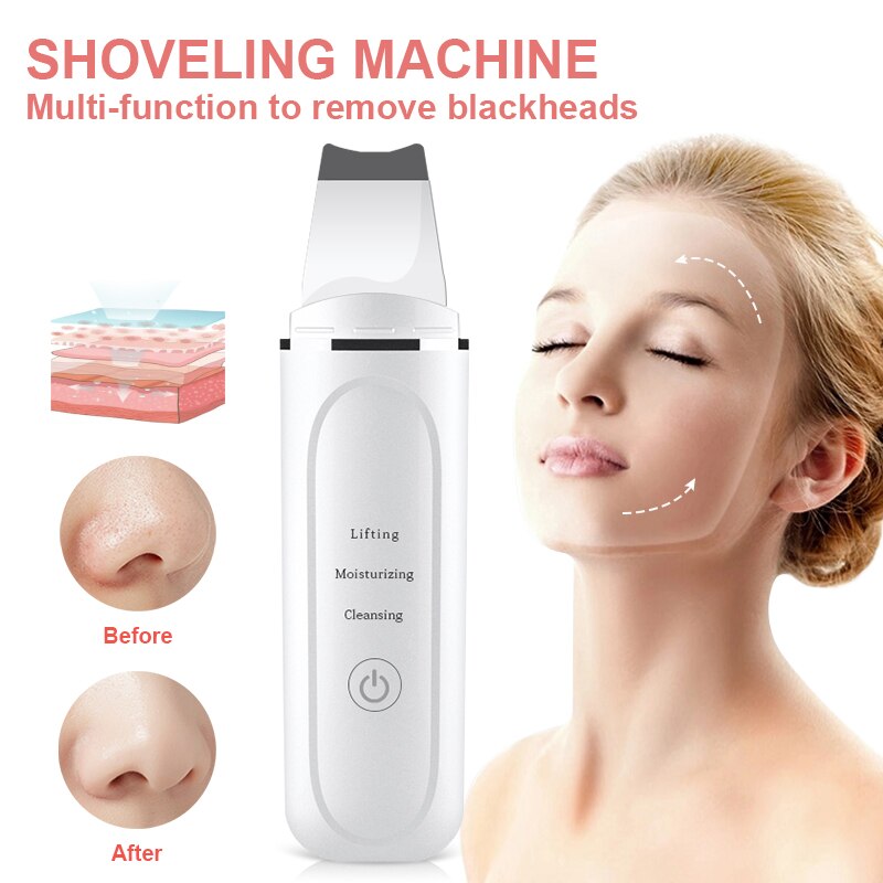 Épurateur de peau à ultrasons, spatule à vibrations pour le visage, dissolvant de points noirs, pelle propre, Peeling par Cavitation: bo box