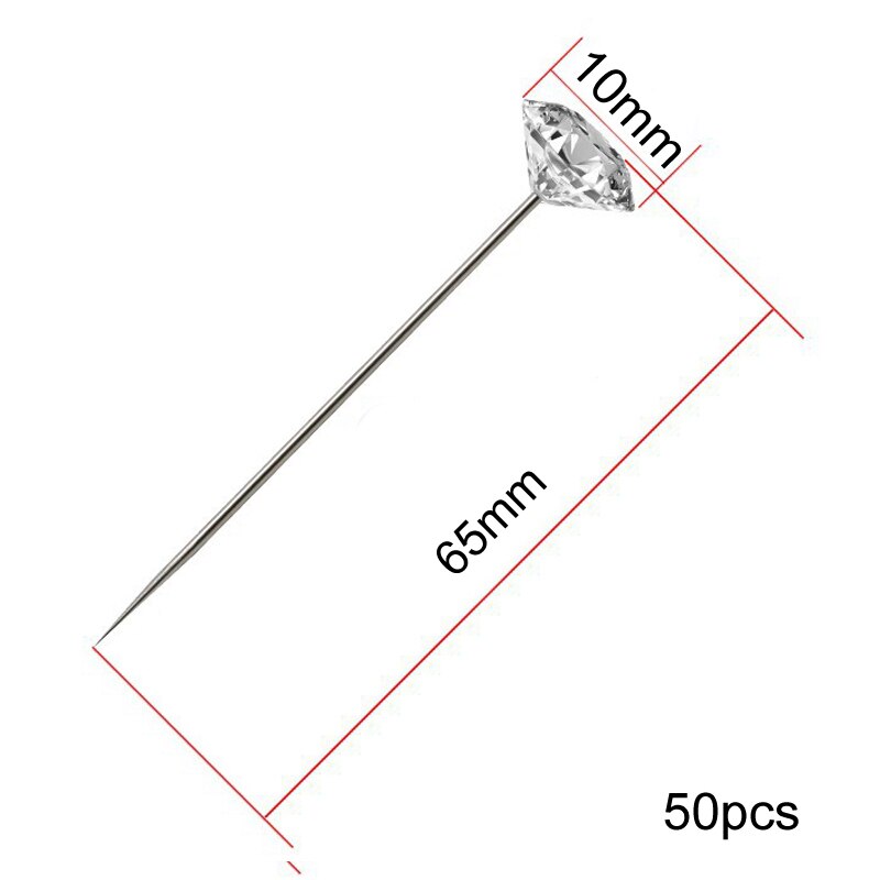 1 æske tøj synåle nålepuder corsages nåle sytilbehør lige stifter bryllup buket nåle synåle: 65 x 10mm 50 stk