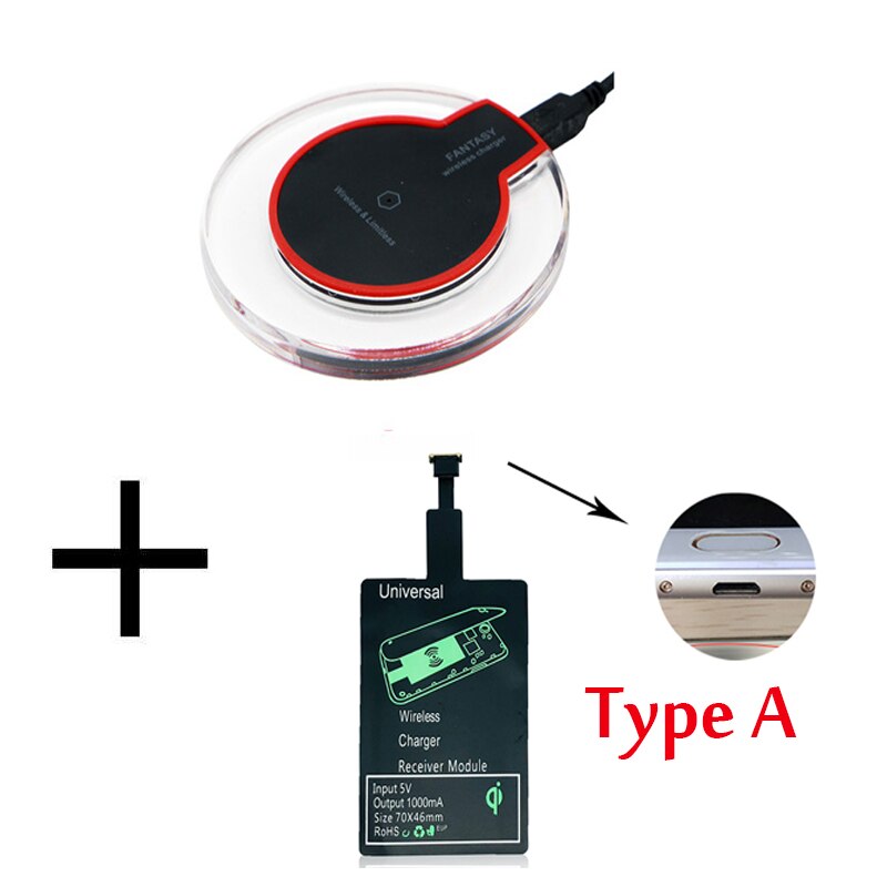 Universal Qi Wireless Charging Kit Transmitter Charger Adapter Receptor Receiver Pad Coil for iPhone 5 6 7 for Android Phone: Type A