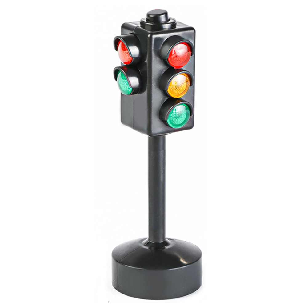 Mini Traffic Signs Road Light Block with Sound LED Children Safety Education Toy Kids Educational Toys: Black with LED