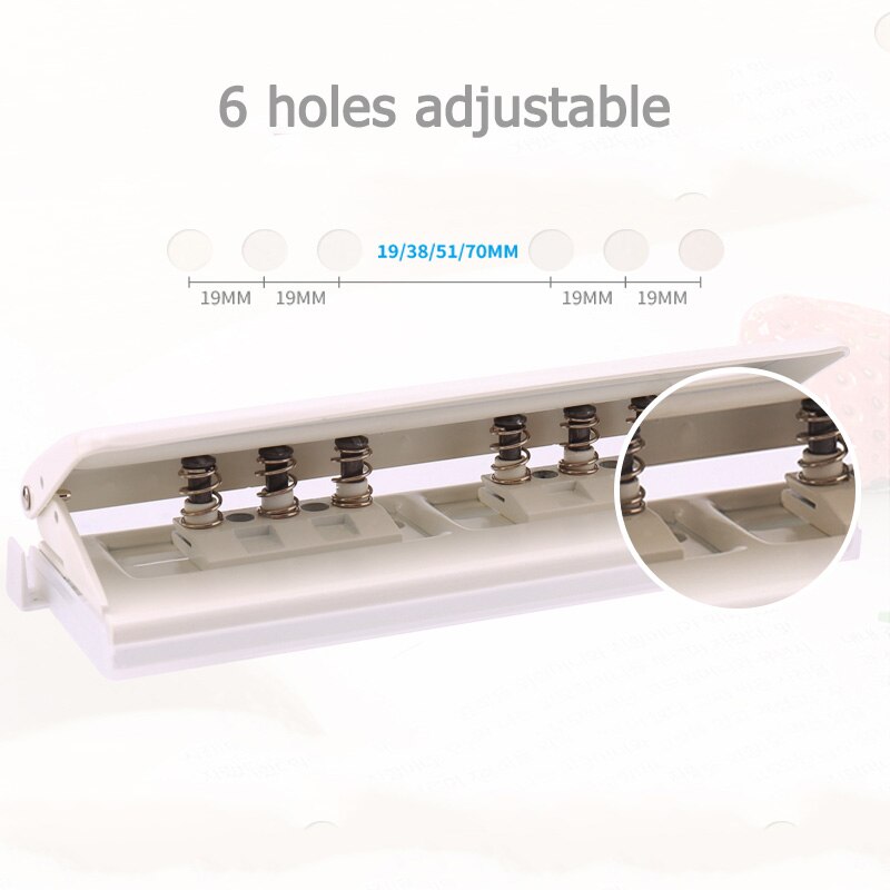 Metal Adjustable 6 Hole Punch Pink Craft Punch Paper Cutter DIY A4 A5 A6 Loose-Leaf Paper Scrapbooking Puncher Binding Supplies