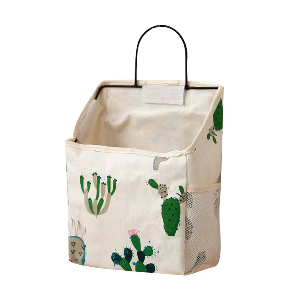 Wall Hanging Storage Holder Pouch large capacity Organizer Durable Hanging Jewelry Organizer With Hook: Cactus