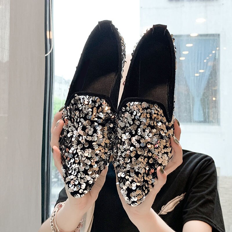 femmes Ballet chaussures loisirs printemps automne ballerine Bling Flash paillettes chaussures plates princesse brillant pointu chaussures de mariage