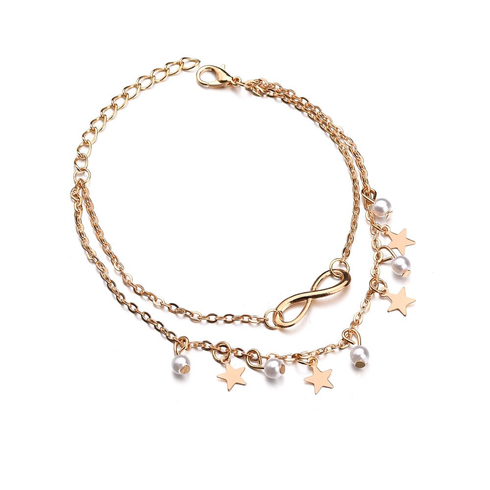 Bohemian Meerdere Lagen Lmitation Parels Infinity Enkel Voor Vrouwen Sieraden Bruids Sieraden: 1
