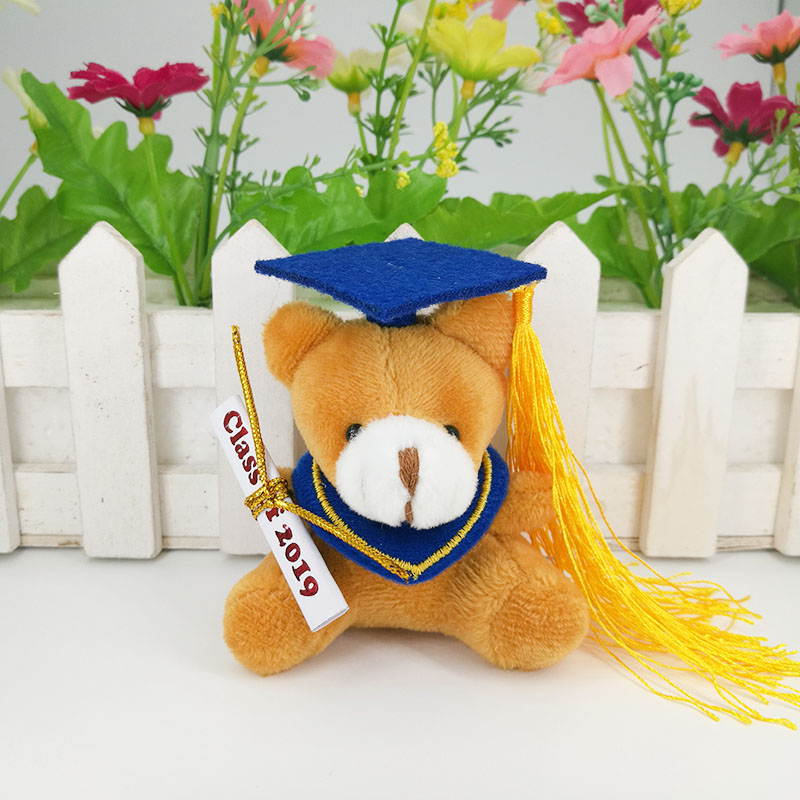 30 pcs/lot, class of ,7cm plush graduation teddy bear keychain, stuffed graduation teddy bear, graduation ,: brown bear blue gown