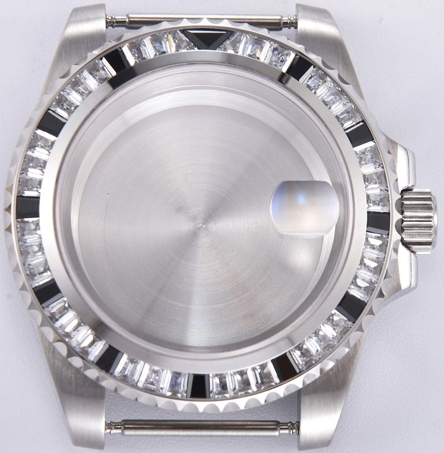 Sapphire Crystal Crystal Bezel Watch Case Stainless Steel 40mm Men R3