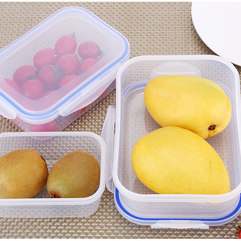 3Pcs/Set Portable Plastic Seal Storage Box Set Lunch Box Can Microwave Lunch Box Bento Heat-Resistant Lunch Box Food Container