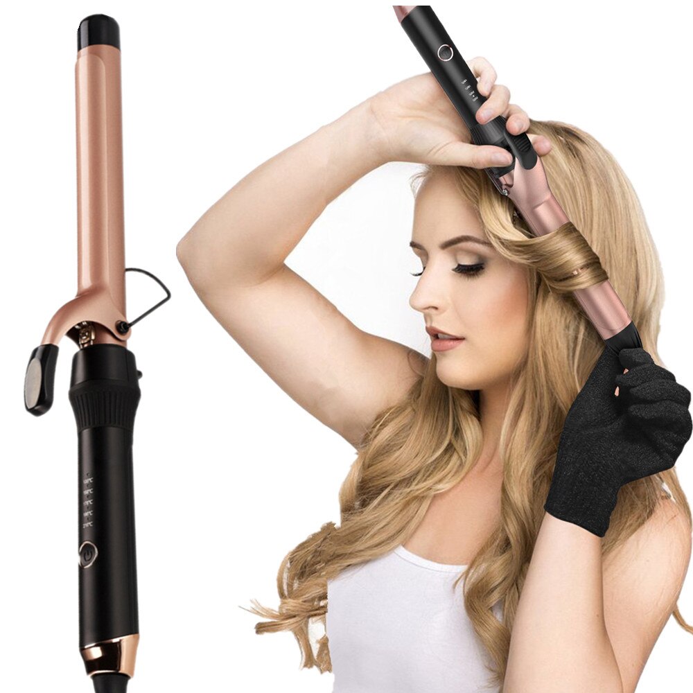 Curling Tongs 25mm Ceramic Tourmaline Hair Curlers Large Barrel Curling Tong with 4 Heat Setting 220℃ Curling Wand