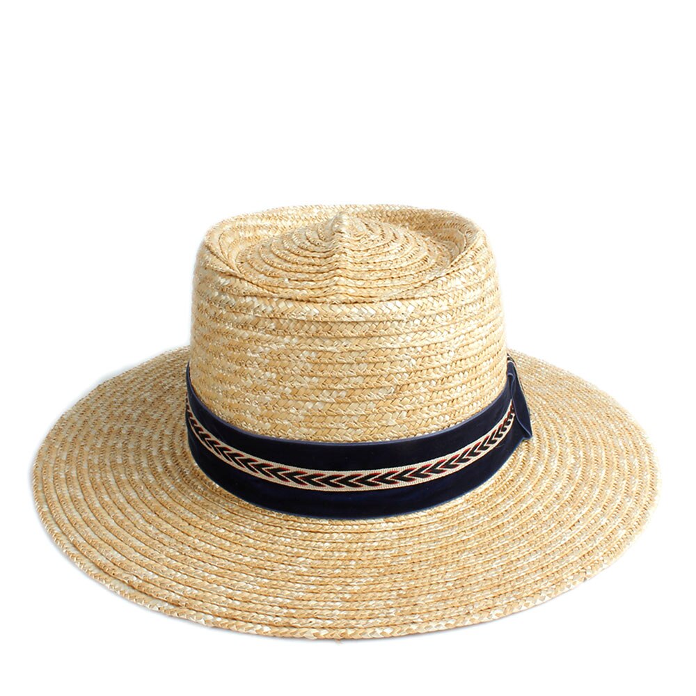Zomer 100% Tarwe Stro Vrouwen Mannen Pork Pie Hoed Zonnehoed Strand Hoed Dame Brede Rand Schipper Panama Beach Zonnehoed jazz Hoed: Straw4