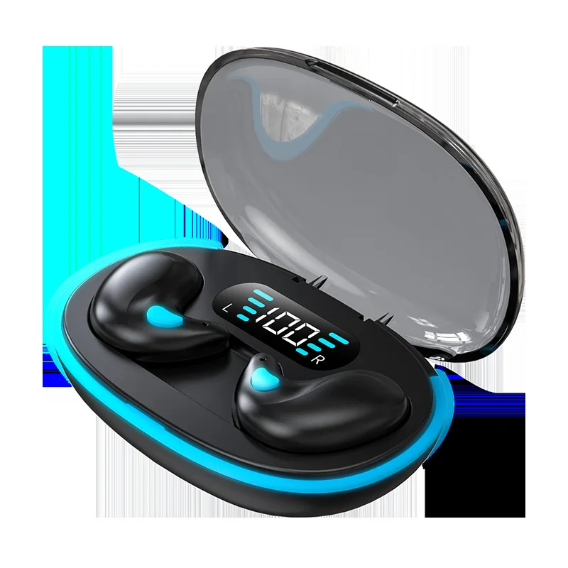 X55 Bluetooth 5.3 Earphones, Used for Bone Conduction Sleep, Digital Mini Noise Reduction Wireless Earphones: black