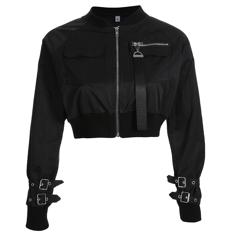 HEYounGIRL Streetwear Schwarz Bomber Jacke Harajuku Crop Mäntel und Jacken Frauen Herbst Punk Kühle Weibliche Jacke Koreanische Stil