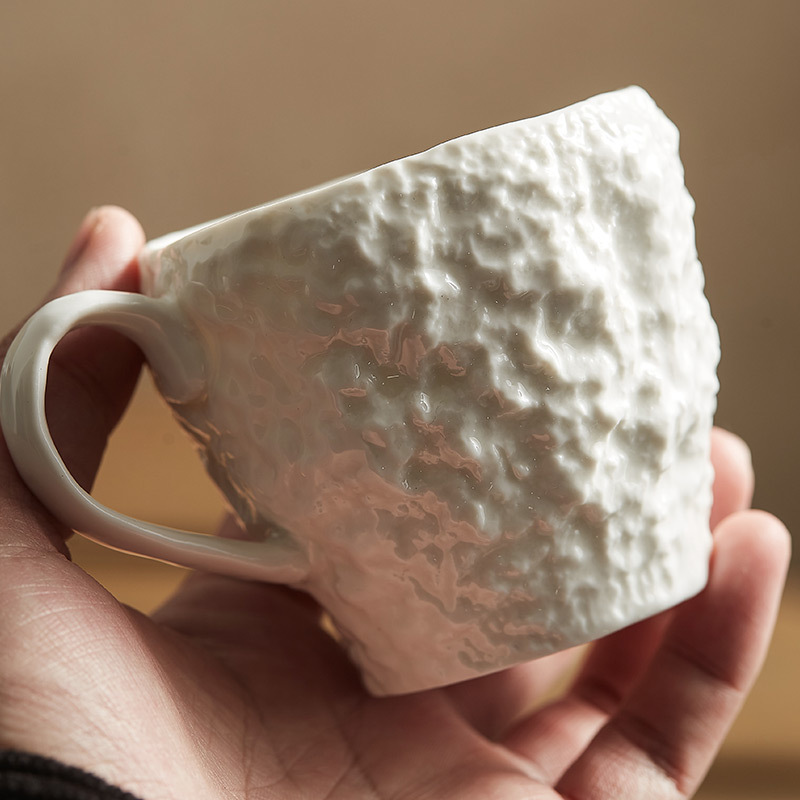 Melkbeker met rotsmotief, ontbijtbeker, keramische espressokop met oorhanger, engelse afternoon tea mok, waterbeker