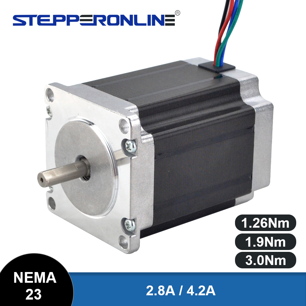 Moteur pas à pas Nema 23 3nm/1,9 5 nm/1,26 nm, 4 têtes, 2,8 A/4,2 A, pour imprimante 3D, fraiseuse de gravure CNC, 57