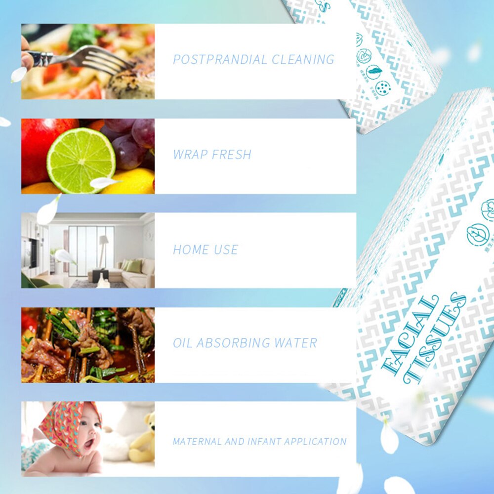 10 Packs Facial Tissues Toilet Paper Thickening Strong Water Absorption Eco-Friendly Recycled Paper Home Use Virgin Wood Pulp