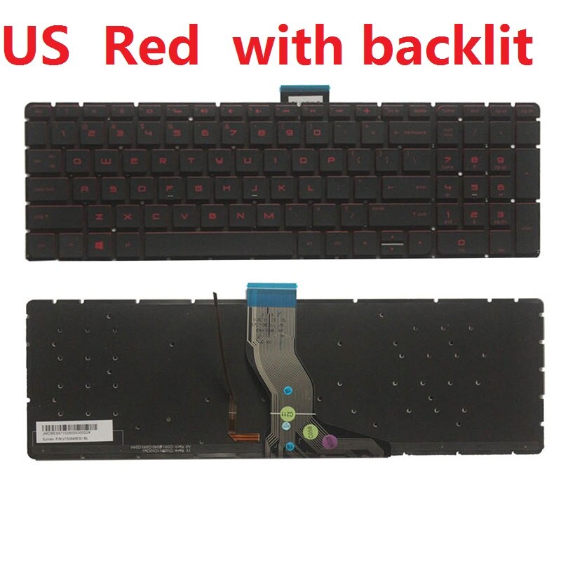 Clavier d&#39;ordinateur portable US/UK/LA/SP/FR pour HP Pavilion 15-AK 15-BC 15z-ab 17-U 17T-U 17-ab 17-G 17-W TPN-Q174 TPN-Q172 15-AR: US Red with backlit
