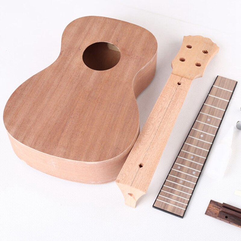 23 Inch Ukulele Diy Kit Mahogany Strings Hawaiian Guitar for Handwork Painting Perfect Parents-Child Campaign