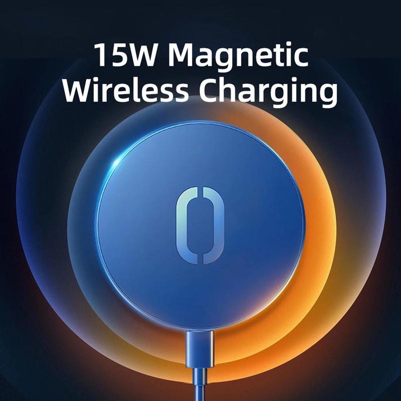 15W Magnetic Wireless Charger - For iPhone, Fast Qi Charging Pad - Compatible with Samsung