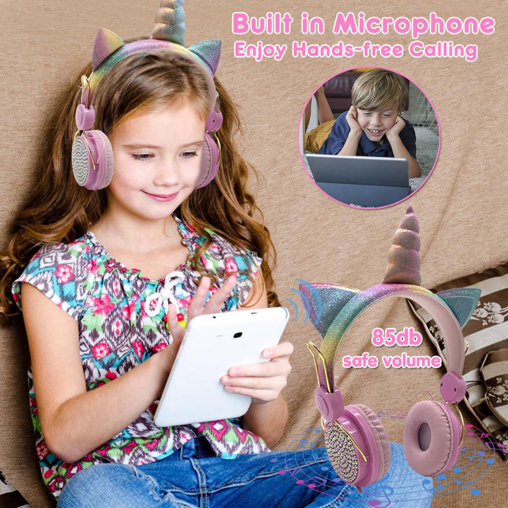 Verbeterde Unicorns Bluetooth Hoofdtelefoon Opvouwbaar Muziek Stereo Oortelefoon Met Microfoon Voor Handsfree Online Onderwijs