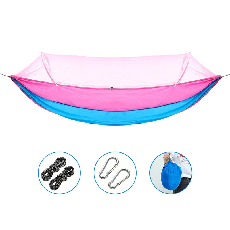 Outdoor Quick-opening Hammock With mosquito Net 1-2 Person Tent Backyard Hammock Camping Anti-mosquito Ultralight Hammock: C-M