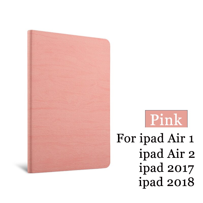 Pour iPad Air 2 Air 1 étui iPad 9.7 pouces simplicité PU cuir couverture intelligente étui Folio housse de réveil automatique: Pink
