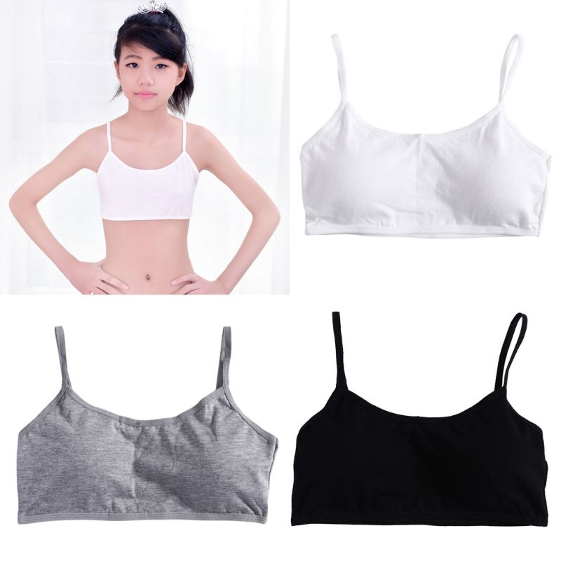 3pcs Girl Underwear Cotton Bras Girls Soft Sports Bra Top Breathable For Teens Training Bra 8-18Y