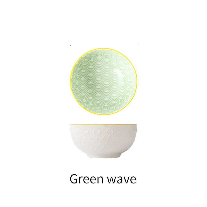 4.5 Inch Household Rice Bowl Ceramic Tableware Nordic Minimalist Style Underglaze Relief Kitchenware Porridge Bowl Small: F