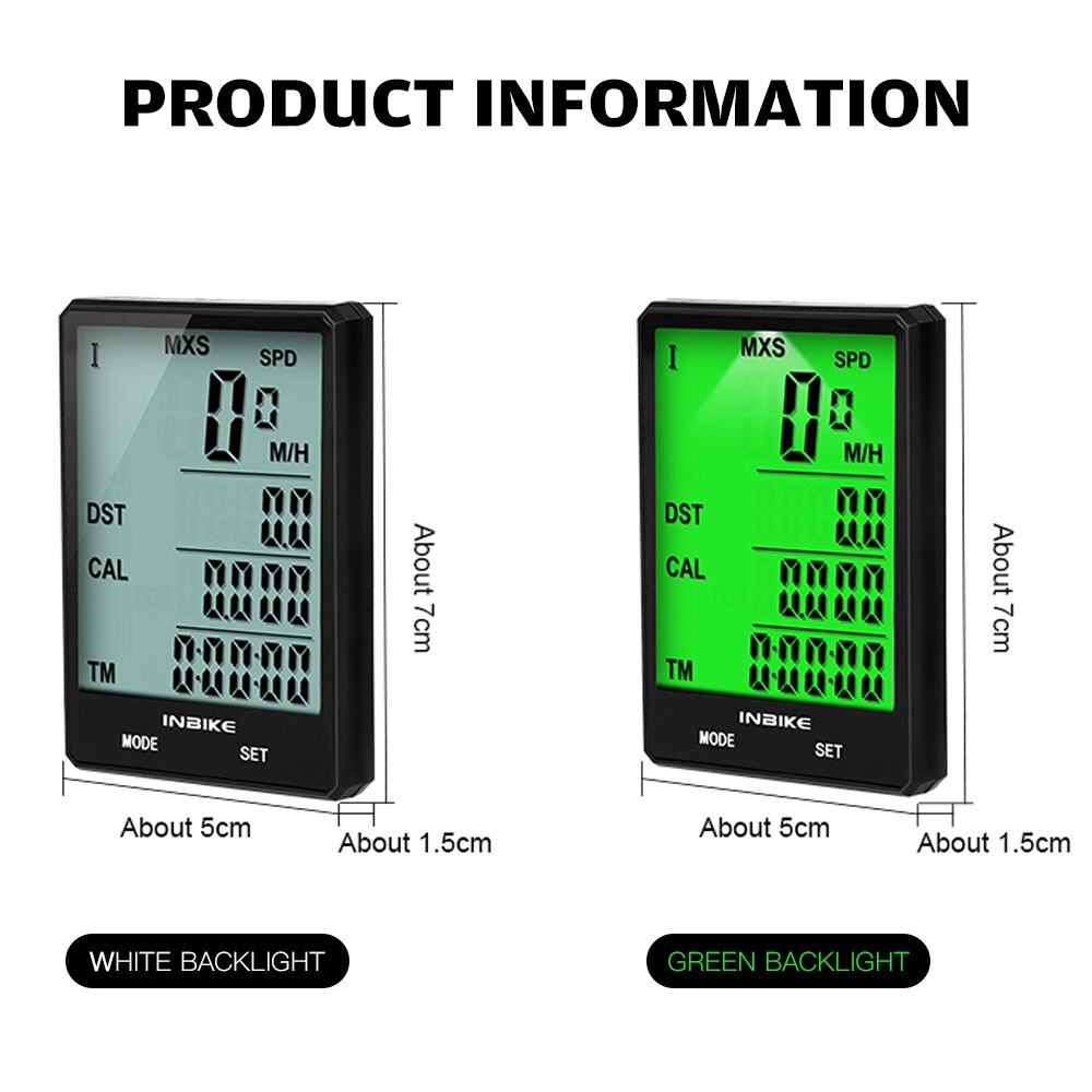 Inbike 2.8 Inch Fiets Draadloze Computer Multifunctionele Regendicht Fiets Kilometerstand Fietsen Snelheidsmeter Stopwatch Backlight Display