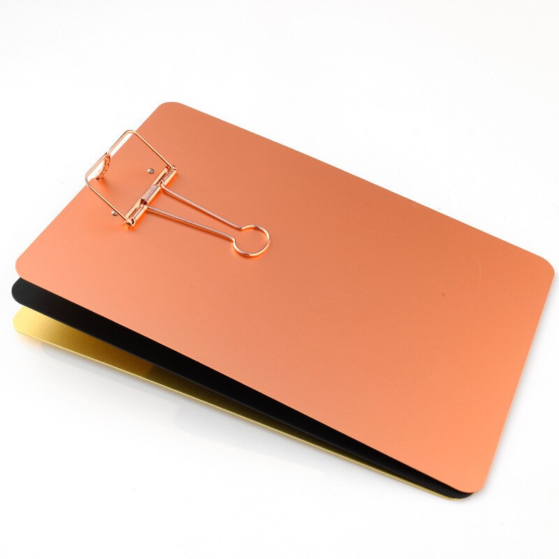 Metal Clipboard with Storage Folder Paper File Wordpad Writing Pad Artboard Clip Board Hanging Plate Holder Office Clamp Board