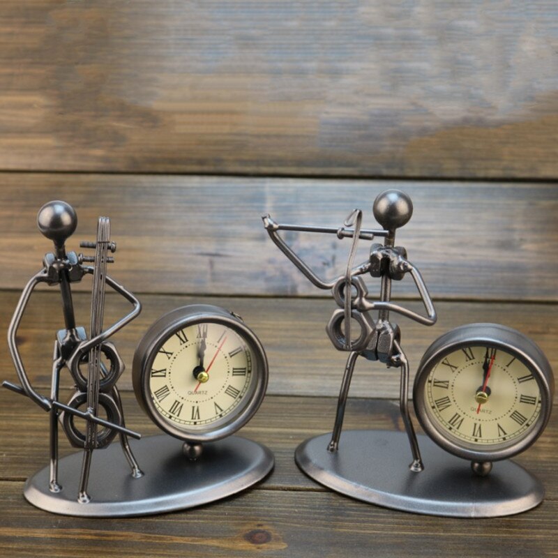 Small Alarm Clock Iron Stainless Steel Personality Retro Table Bedroom Horloge Home Decoration