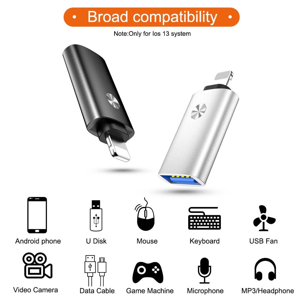 Adaptador USB OTG a Lightning, convertidor de Teclado de Piano MIDI, adaptador de cámara para iPhone 11 Pro XS max XR X 10 8 7 6 6s 5 5s SE iOS 13