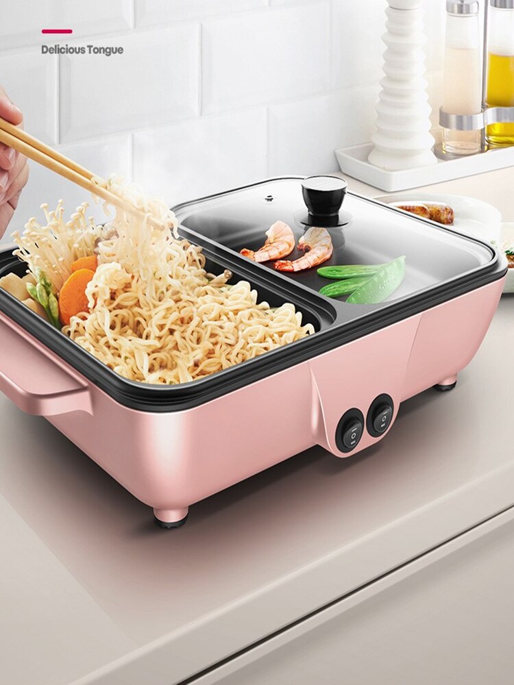 110V Mini pot, pot, plate, multi-function barbecue, electric fryer, oven, household pot