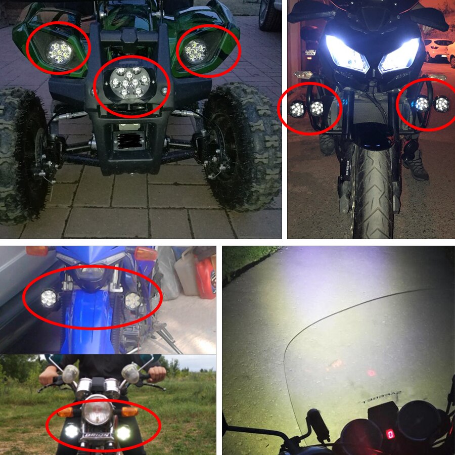 Accessoires de projecteur électrique de moto | Projecteur à Led 12V 6500K 6 Leds, feux de voiture, ampoules lumineuses pour moto tout-terrain
