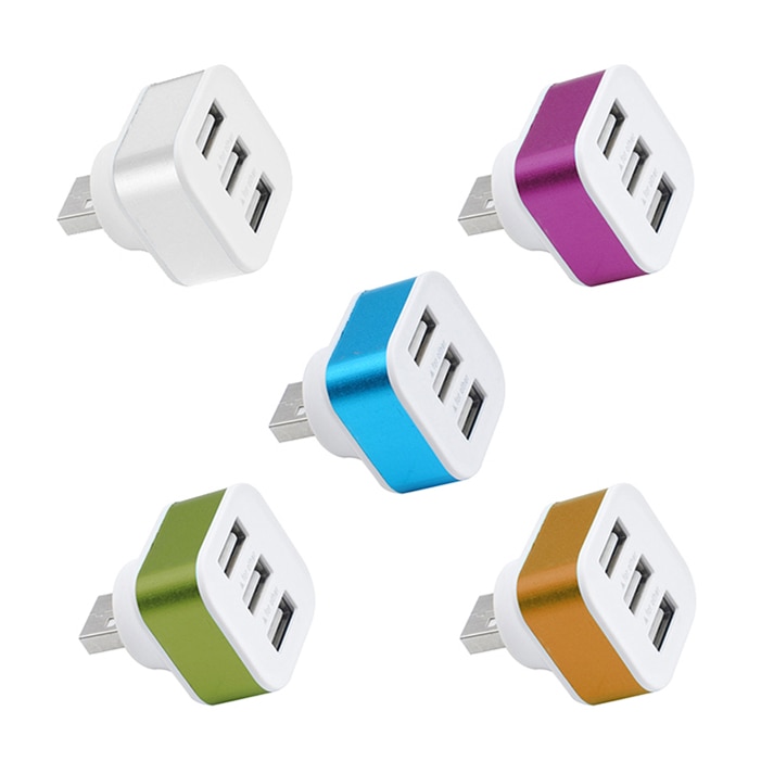 Portátil usb2.0 hub alta velocidade 3 portas liga de alumínio + abs telefone divisor adaptadores giratório plugue portátil cor aleatória