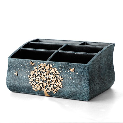 Domu biura na biurko wielu funkcjonalne przechowywanie pudełko monitor pilotem stoisko Organizer na biurko stół biurowy akcesoria organizacja domu robić przechowywania: 6 Cells Texture niebieski