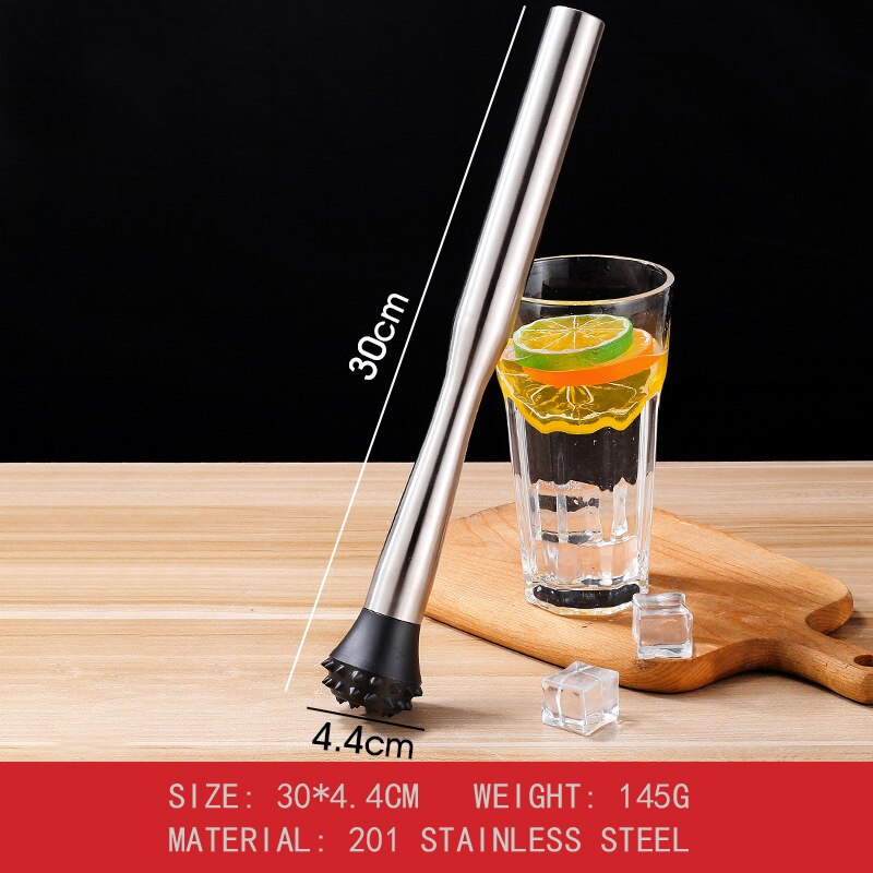 Lemon Stainless Steel Broken Popsicle Bar Mixer Bar Mojito Cocktail DIY Drink Fruit Muddler Crushed Ice Barware Bar Tools: 30cm