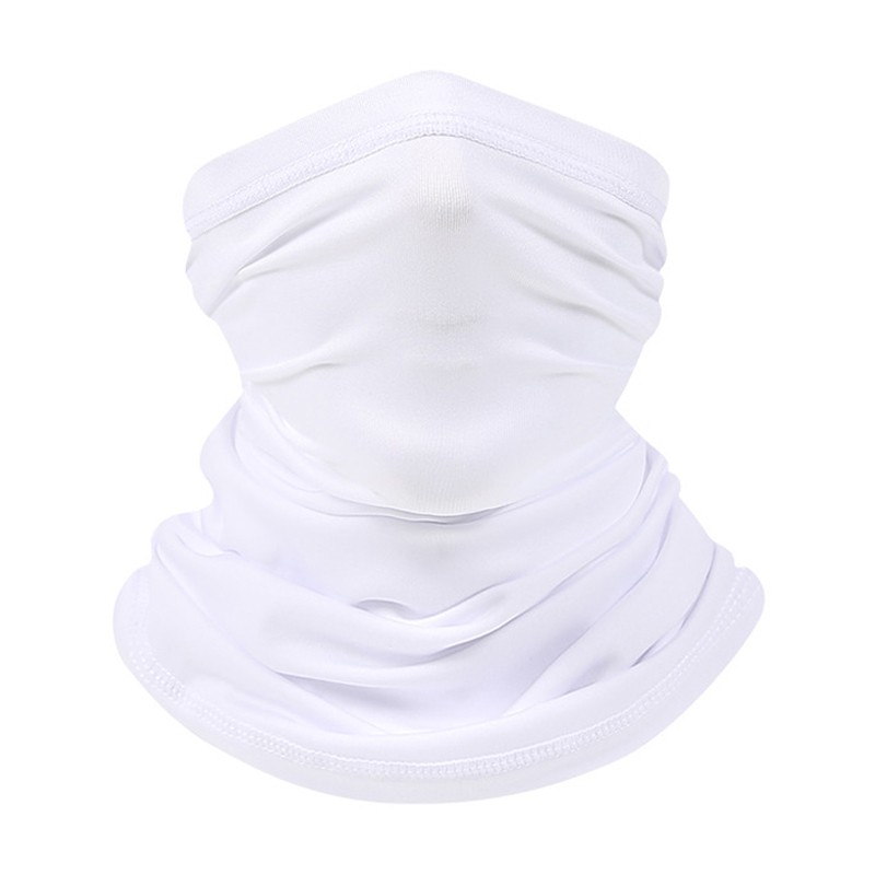 Bufanda de seda de hielo Simple Unisex para hombre y mujer, pañuelo de de Color sólido, cuello de redecilla, mascarilla facial para exteriores: summer thin white
