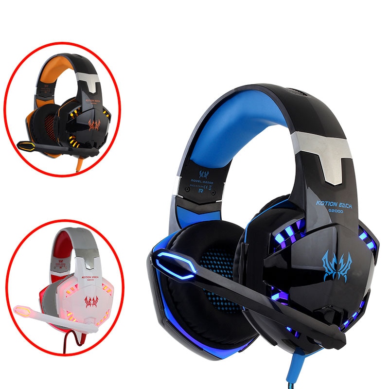 KOTION EACH G2000 G9000 G4000 stereo gaming headset big pc for computer with microphone LED Light Deep Bass gamer headphones