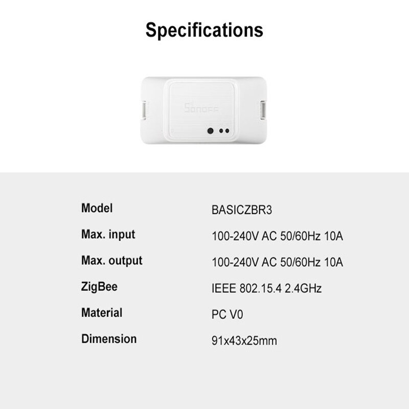 1Pc Sonoff Zigbee Schakelaar Module BASICZBR3 Diy Smart Switch Draadloze Schakelaars Vocie Controle Via Alexa Smartthings Hub