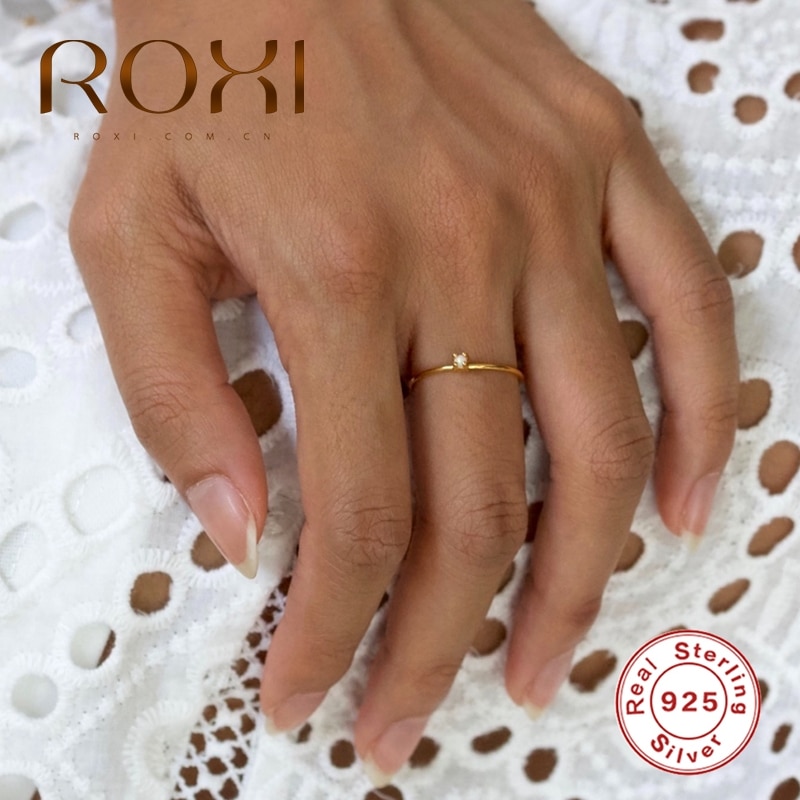 Roxi 925 sterling sølv opal indlagte sten vielsesringe til kvinder simple pierscionki forlovelsesring sølv 925 smykker