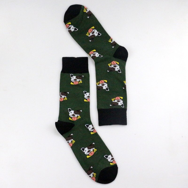 Funky Dog,Pet,Pug,Shiba Inu,Beagle,Buldog Socks Novelty Hosiery Women Ladies Socks Men Unisex Winter Cotton Happy Socks Female: Green