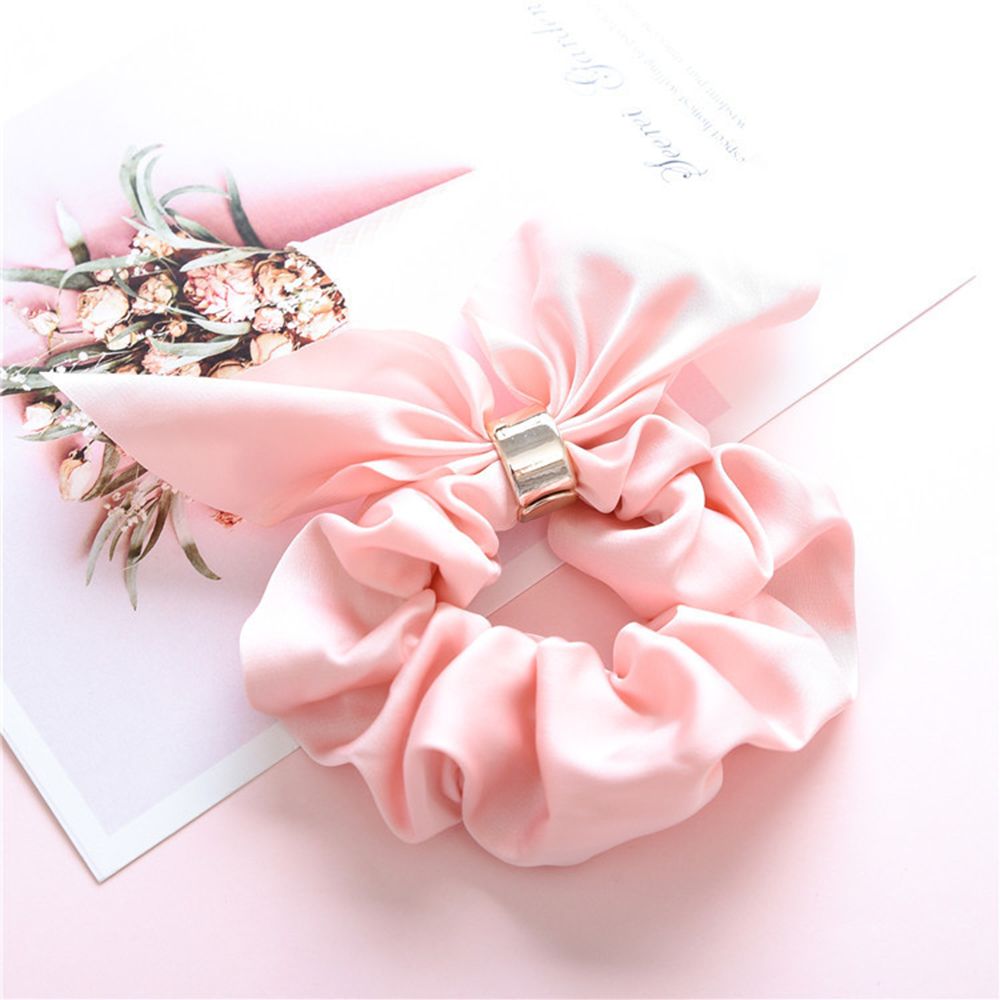 Kvinnor håraccessoarer hår scrunchie rosetter hästsvanshållare hårband godis färg rosett knut scrunchy flickor hårslipsar: Rosa