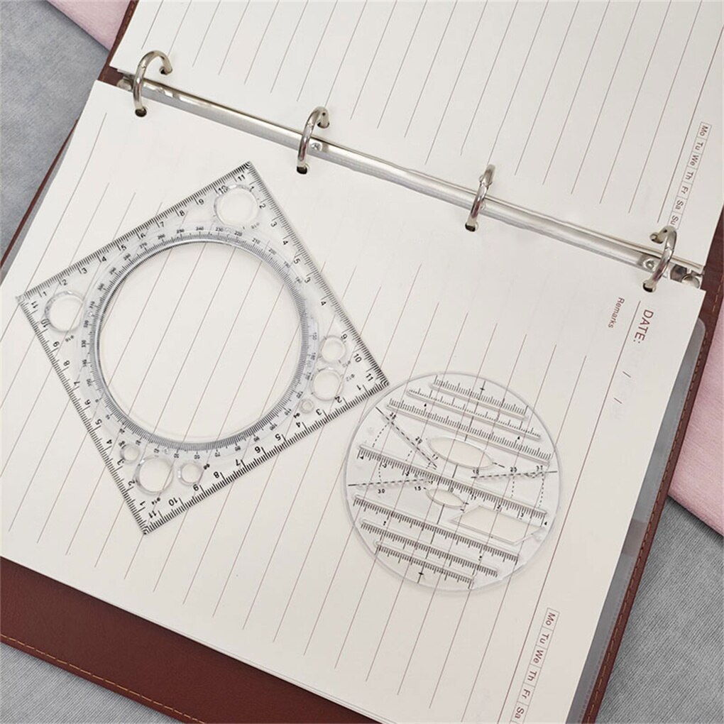 Multi-function Rotating Ruler DIY Crafts Construction Template Drafting Measuring Stationery with Scale Rulers