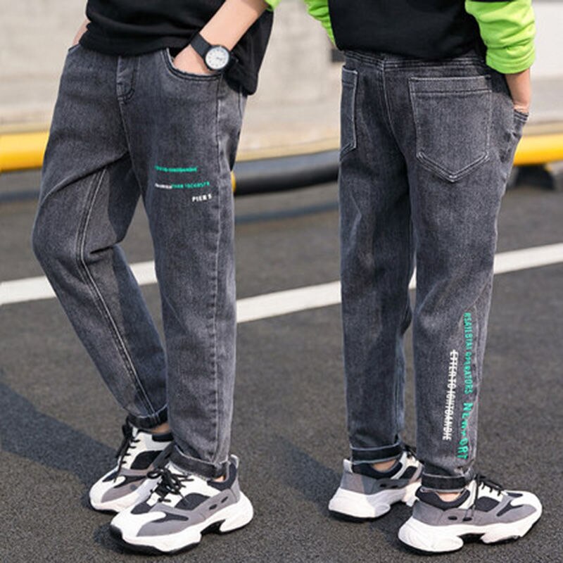 Primavera outono meninos jeans roupas de bebê calças clássicas crianças denim roupas menino casual bowboy calças compridas 3-14y