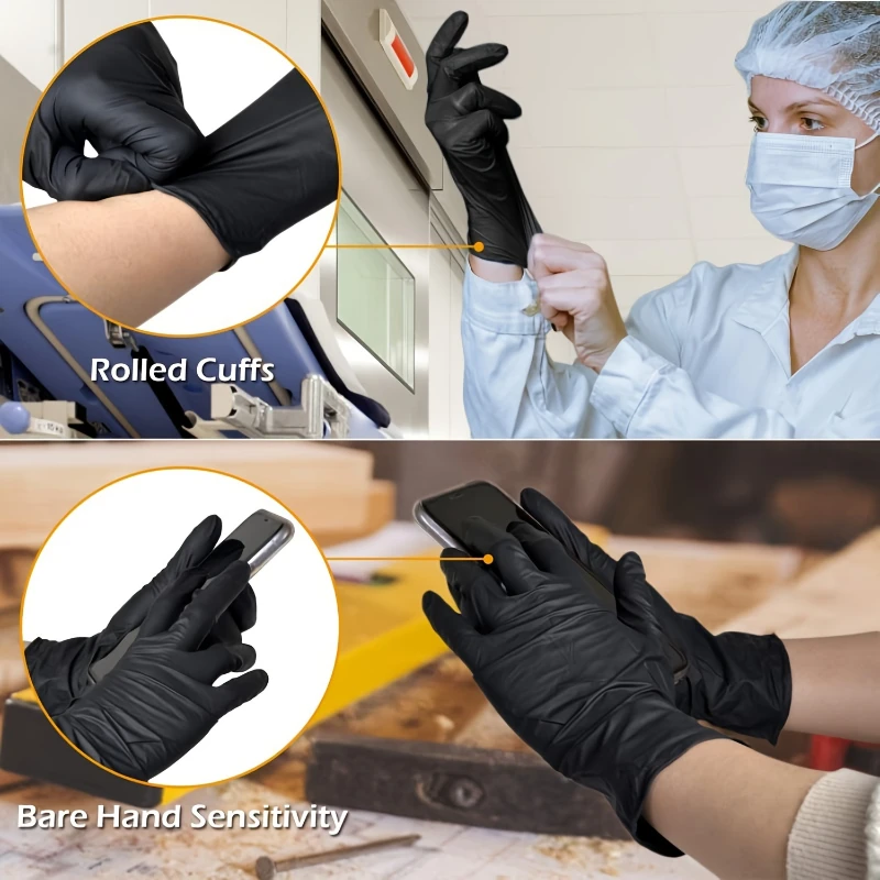 Wegwerp nitrilrubber handschoenen 100 stuks zwarte handschoenen huisreinigingsgereedschap latex werk motorfiets keuken afwas waterdicht