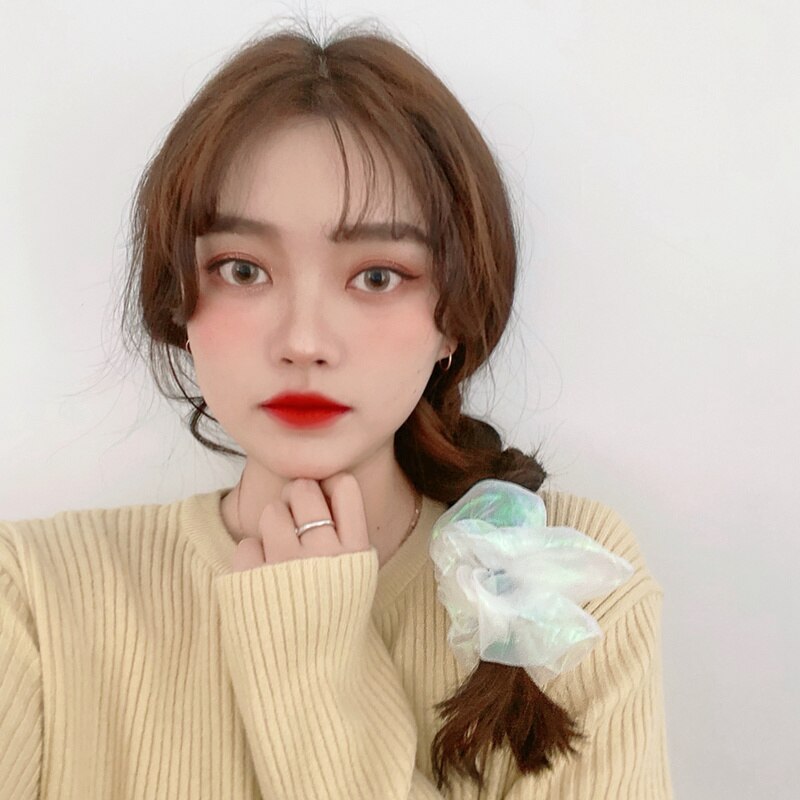 Glitter Mermaid Elastic Hair Rubber Bands Shiny Colorful Women Girls Hair Scrunchie Hair Ties Ring Rope Ponytail Holder Braiders